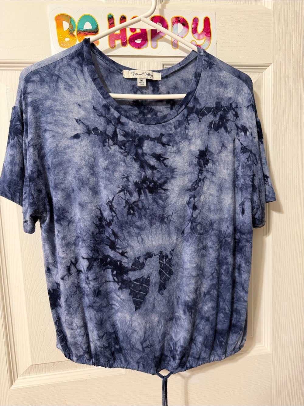 Blue Tie-Dye Short Sleeve Drawstring Tee